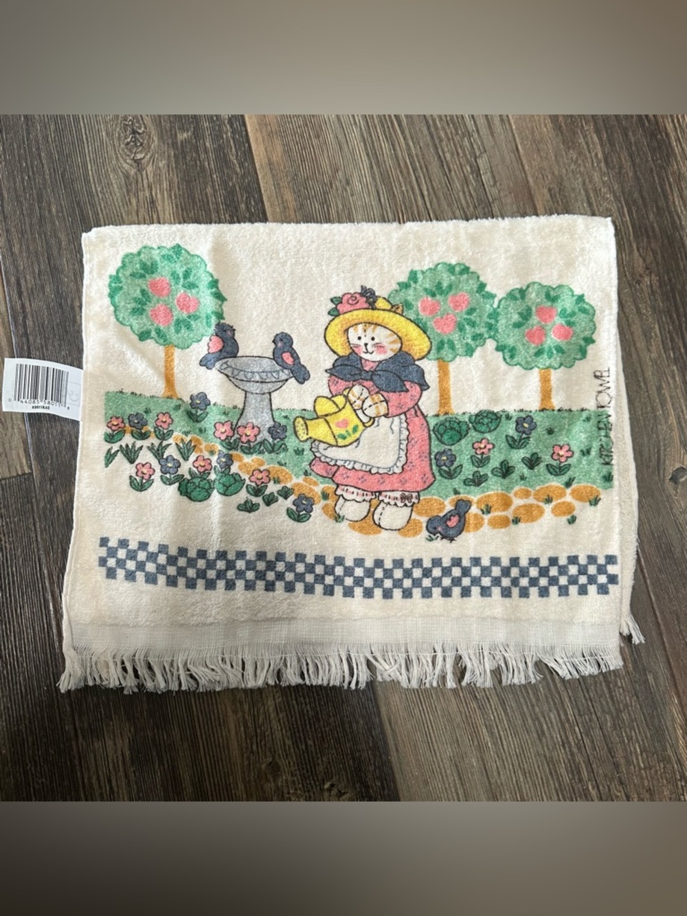 VTG Cecil Saydah company cat in the garden kitchen towel in dress and bonnet